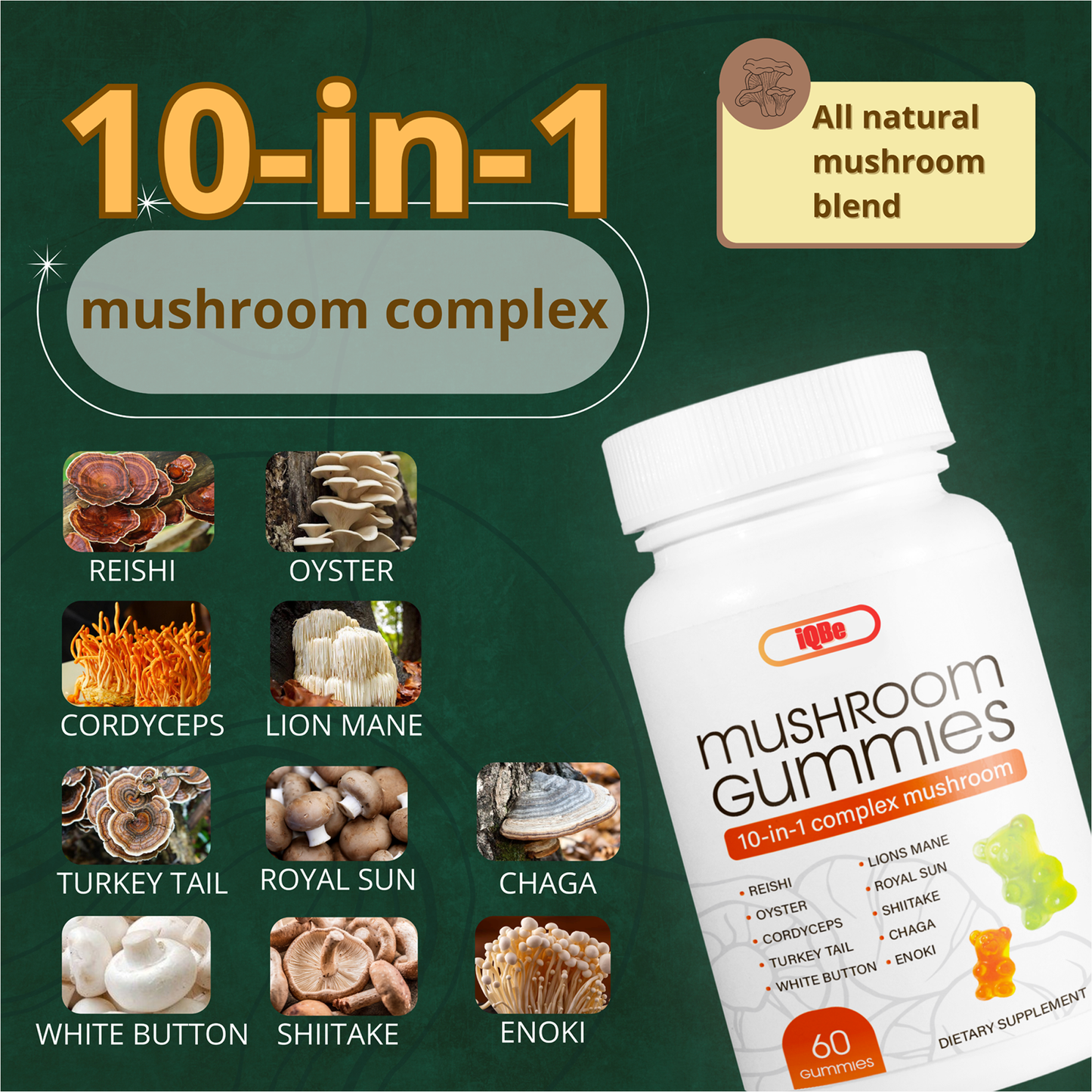 iQBe Mushroom Gummies – Focus • Energy • Immunity